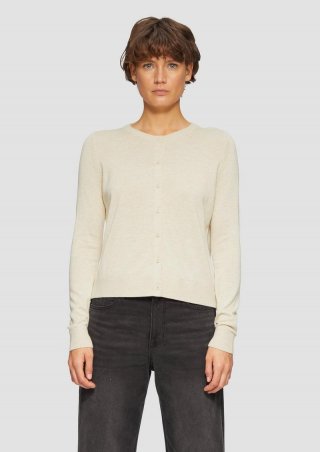 s.Oliver Rundhals-Strickjacke mit Knopfleiste - beige
