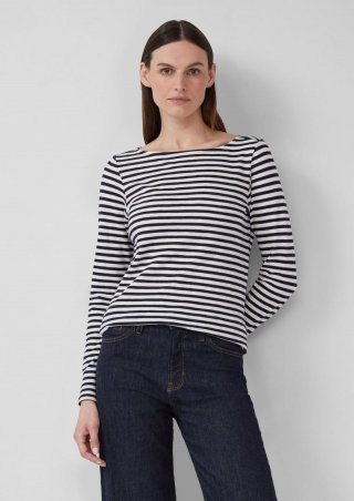 s.Oliver Lässiges Langarmshirt mit U-Boot-Ausschnitt - navy