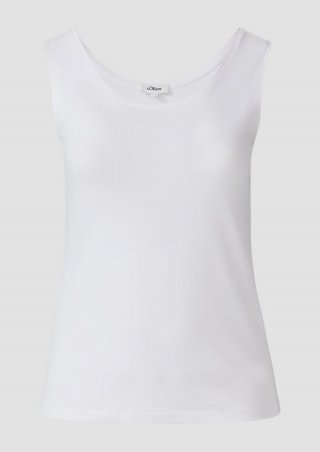 s.Oliver Schmal geschnittenes Tanktop aus Baumwollmix - weiß