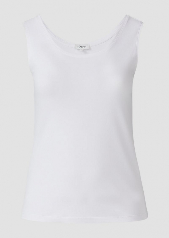 s.Oliver Schmal geschnittenes Tanktop aus Baumwollmix - weiß
