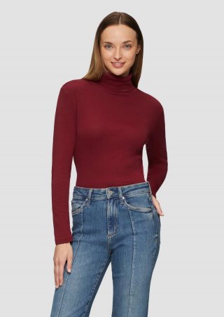 s.Oliver Elastisches Langarmshirt mit Rollkragen - rubinrot