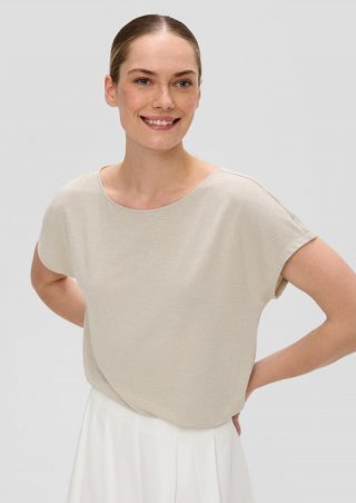 s.Oliver Fließendes Jersey-T-Shirt aus Glitzergarn - beige