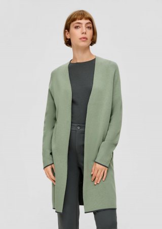 s.Oliver Long-Cardigan in Doubleface-Qualität - salbeigrün