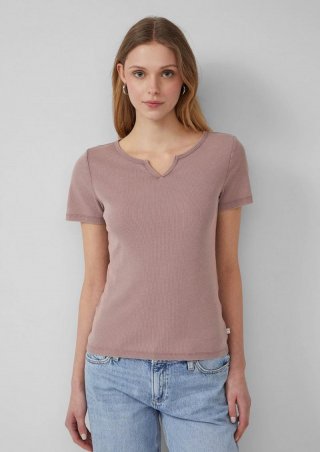 s.Oliver Gewaschenes Ripp-Shirt im Slim Fit - altrosa