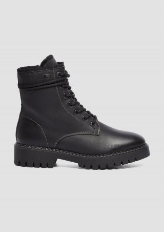 s.Oliver Schnür-Stiefel aus Kunstleder - schwarz