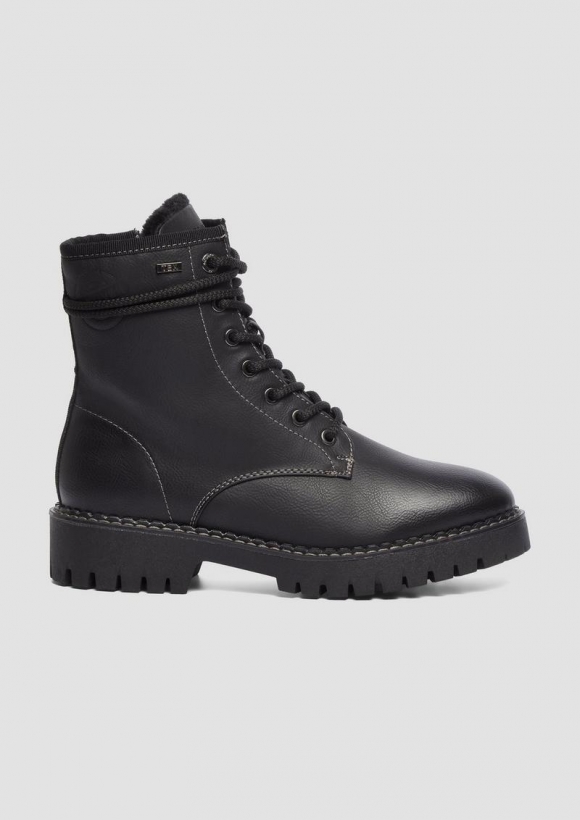s.Oliver Schnür-Stiefel aus Kunstleder - schwarz