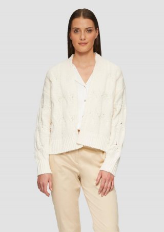 s.Oliver Weicher Cardigan mit Zopfmuster - natur