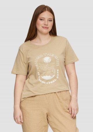 s.Oliver T-Shirt aus Baumwolle mit Front-Print - hellbraun