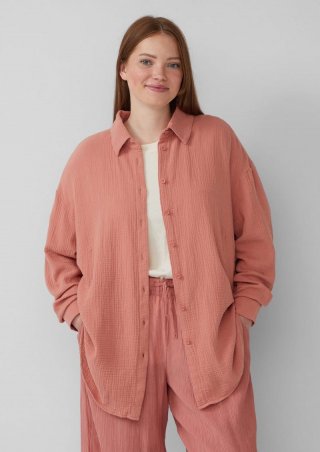 s.Oliver Hemdbluse aus Musselin im Oversize-Schnitt - papaya