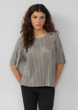 s.Oliver Shirt mit Plisseefalten - taubengrau