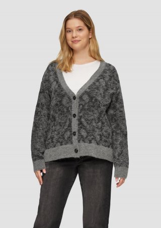 s.Oliver Gemusterter Cardigan mit Glitzergarn - graphit