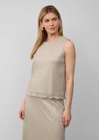 s.Oliver Lockeres Plisseetop mit Glitzergarn - beige