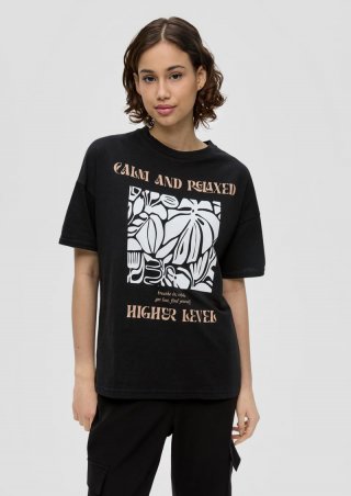 s.Oliver T-Shirt mit Frontprint - schwarz