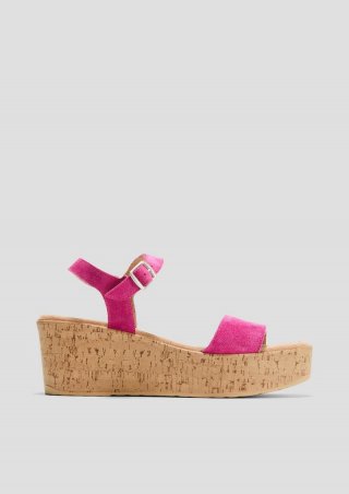 s.Oliver Leder-Sandalen mit Keilabsatz - pink