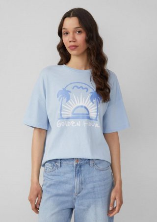 s.Oliver Baumwollshirt mit Frontprint - hellblau