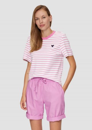 s.Oliver Ringelshirt mit Stickerei - rosa