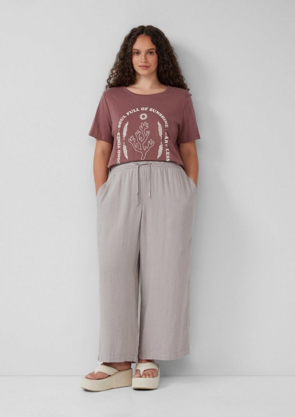 s.Oliver Wide Leg-Hose aus Leinenmix - taubengrau