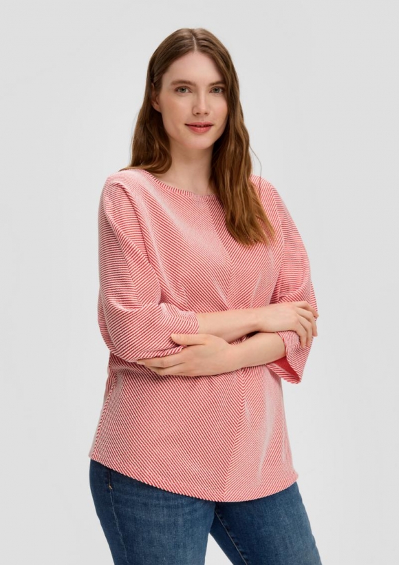 s.Oliver Shirt mit Streifenstruktur - hellorange