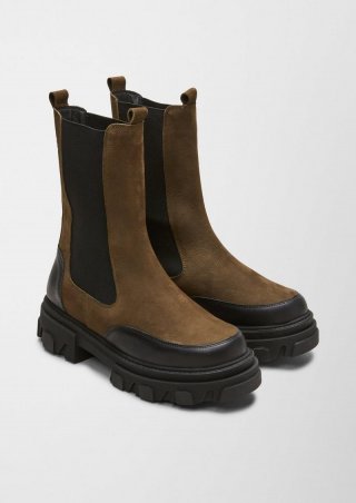 s.Oliver Stiefeletten im Materialmix - olivgrün