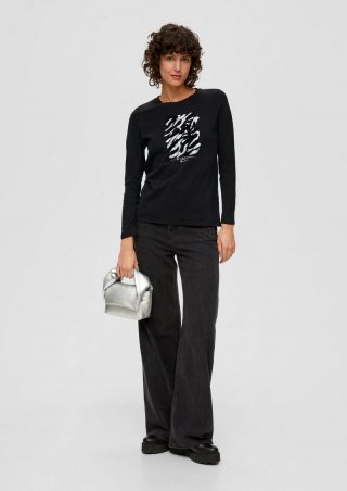 s.Oliver Longsleeve mit Effektprint - schwarz