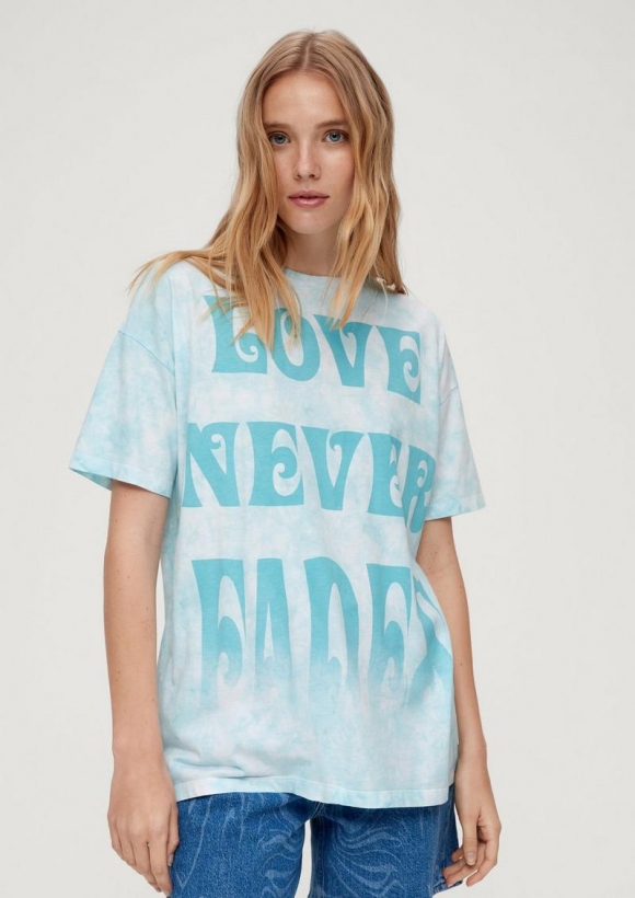 s.Oliver Batikshirt mit Statement-Print - hellblau