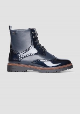 s.Oliver Stiefel mit Schnürung und Reißverschluss - navy