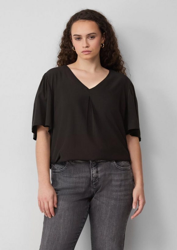 s.Oliver Bluse mit Puffärmeln - schwarz