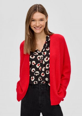 s.Oliver Verschlussloser Cardigan aus weichem Wollmix - rot