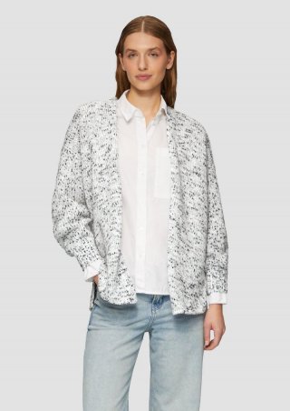 s.Oliver Melierter Cardigan mit weiten Ärmeln im Relaxed Fit - dunkelgrau
