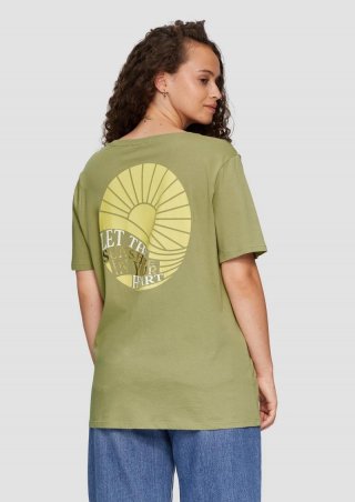 s.Oliver T-Shirt aus Baumwolle mit Print-Detail - salbeigrün