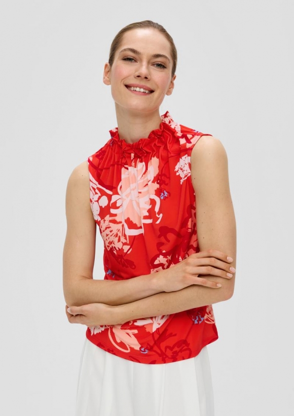 s.Oliver Jerseybluse ohne Ärmel - preiselbeere