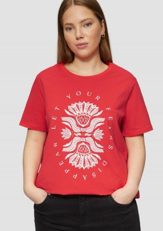 s.Oliver Baumwollshirt mit Fronprint - chilirot