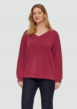 s.Oliver Scuba-Sweatshirt mit V-Ausschnitt - rubinrot