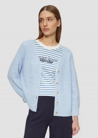 s.Oliver Strukturierter Cardigan im Relaxed Fit aus Baumwollmix - hellblau