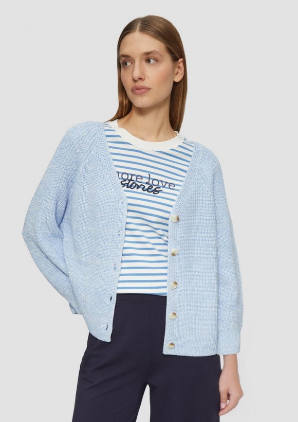 s.Oliver Strukturierter Cardigan im Relaxed Fit aus Baumwollmix - hellblau