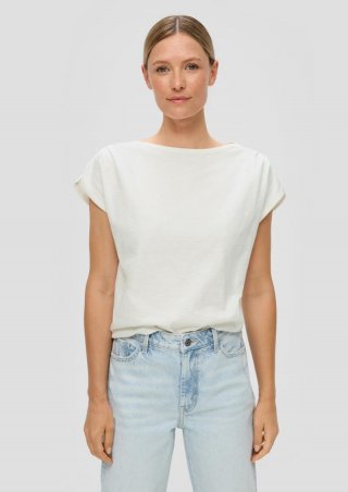 s.Oliver T-Shirt mit gerafften Ärmeln - creme