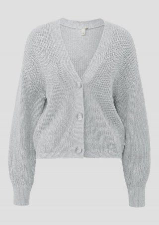 s.Oliver Melierte Strickjacke aus Baumwollmix - grau meliert