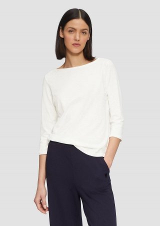 s.Oliver Shirt mit Flammgarnstruktur und 3/4-Ärmeln - ecru