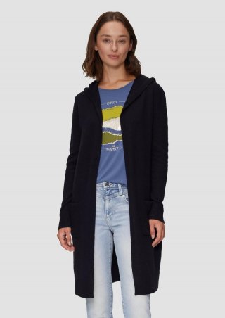 s.Oliver Long-Cardigan mit Kapuze - navy