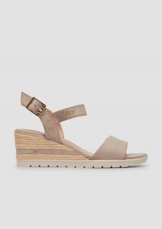 s.Oliver Sandalen mit Logo-Details und Dornschließe - beige