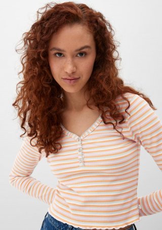 s.Oliver Langarmshirt mit Rippstruktur - mango