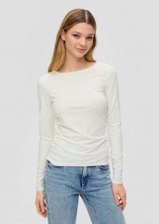 s.Oliver Jerseyshirt mit seitlichen Raffungen - ecru