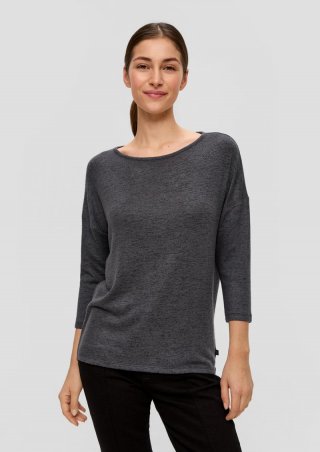 s.Oliver Weiches Shirt aus Viskosemix in Melange-Optik - schwarz