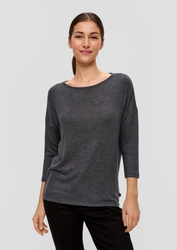 s.Oliver Weiches Shirt aus Viskosemix in Melange-Optik - schwarz