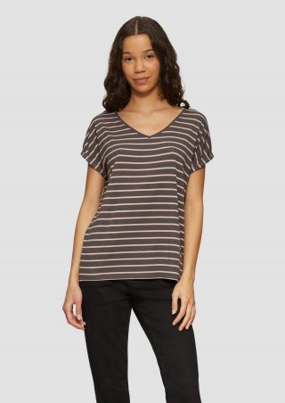 s.Oliver T-Shirt aus Modalmix mit Ringelmuster - anthrazit