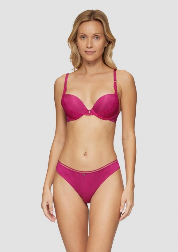 s.Oliver Push-Up-BH mit Spitzen-Detail - fuchsia
