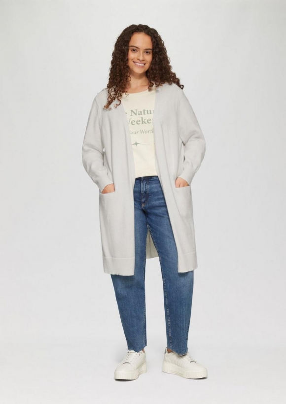 s.Oliver Lange Strickjacke aus Viskosemix - ecru