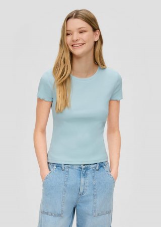 s.Oliver Cropped Top mit Rippstruktur - helles türkis