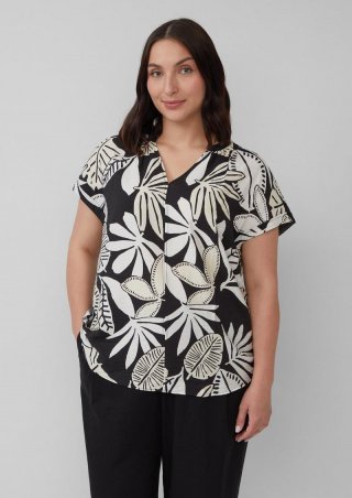 s.Oliver Strukturierte Bluse mit Raff-Details - schwarz
