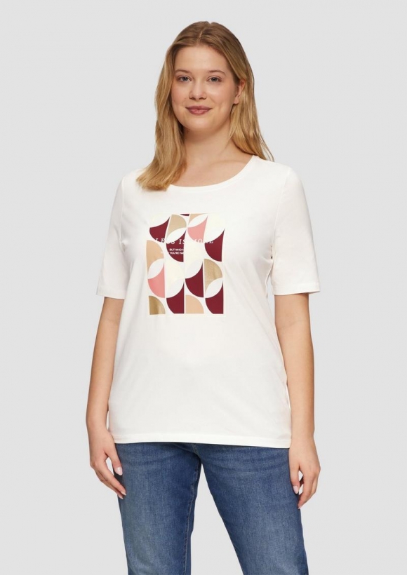 s.Oliver T-Shirt mit Frontprint - ecru